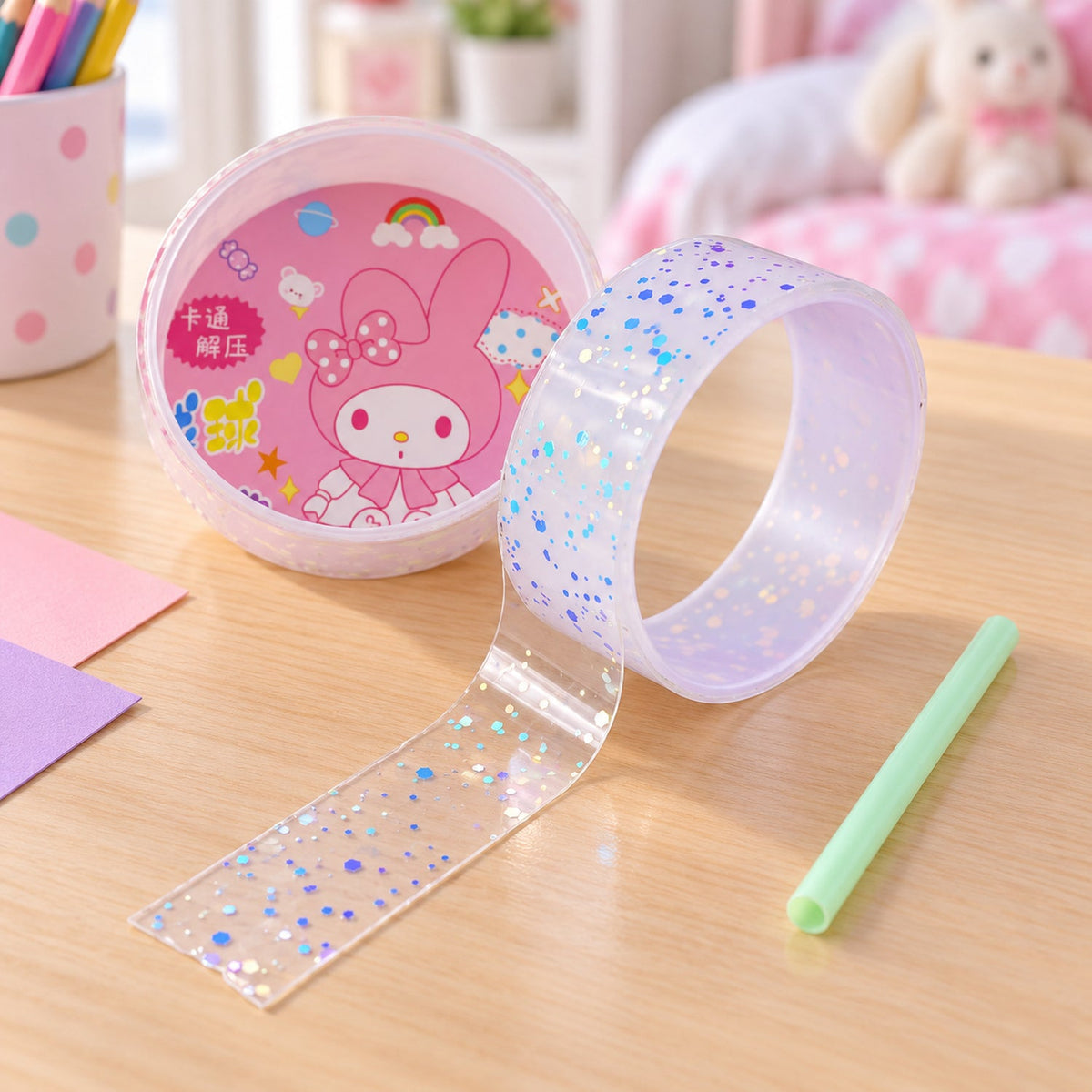 Glitter Nano Bubble Craft Tape with Straw for Creative DIY Activities (1 Pc)