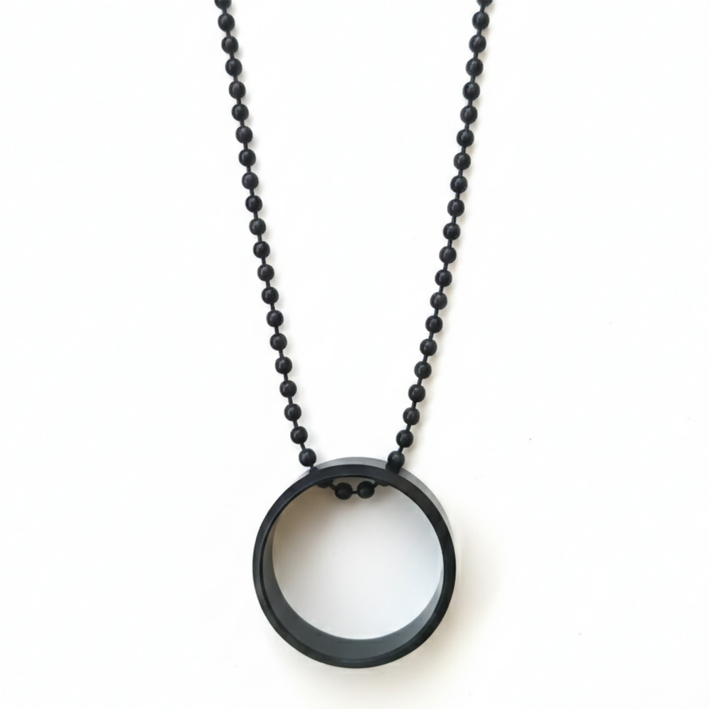 Elegant Small Black Round Shape Pendant Necklace for Men