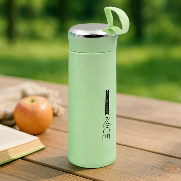 Water bottle 400ml leak proof, glass water bottle with daily water intake for gym and children, Nice Bottle (1 pc / Light Green Color)