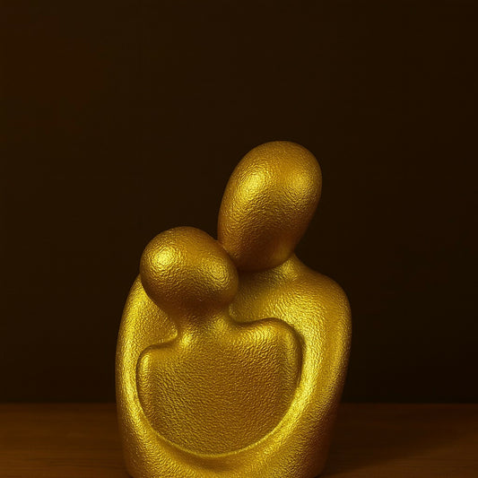Abstract Golden Couple Embracing Sculpture Showpiece for Home Decor Gift