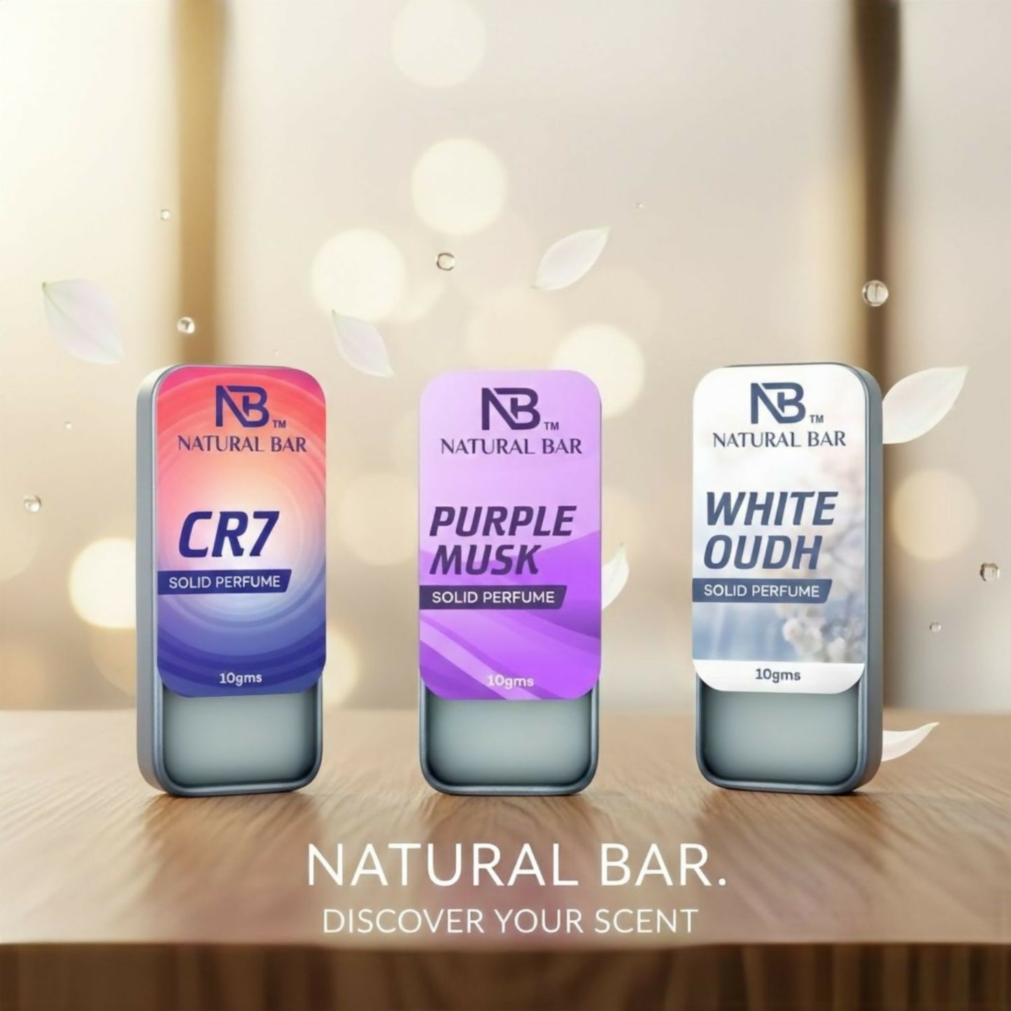 Natural Bar Cr7, White Oud And Purple Musk solid perfume (3pc/10gm)| Alcohol Free Cologne for Men & Women | Strong & Lasting Fragrance | Gifting Set for Him & Her