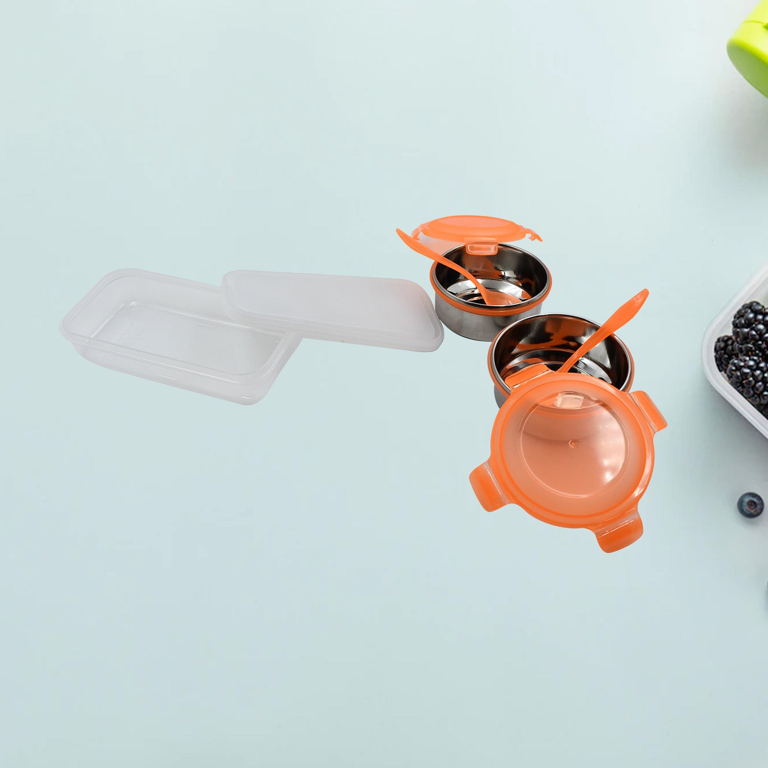 एयरटाइट और लीक प्रूफ स्टेनलेस स्टील कंटेनर मल्टी कम्पार्टमेंट लंच बॉक्स, लंच बॉक्स में सभी प्रकार का लंच ले जाएं और प्रीमियम क्वालिटी लंच बॉक्स ऑफिस, स्कूल के बच्चों और यात्रा के लिए आदर्श (3 अलग-अलग लंच बॉक्स)