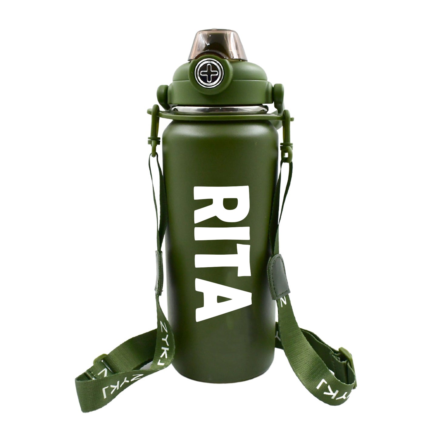 Customize Stainless Steel Water Bottle with Straw, Strap & Handle Vacuum Insulated Thermos Flask Double-Walled Coffee Thermos Flask Leak-proof Water Bottle for Sports, Fitness, Gym (1500ML)