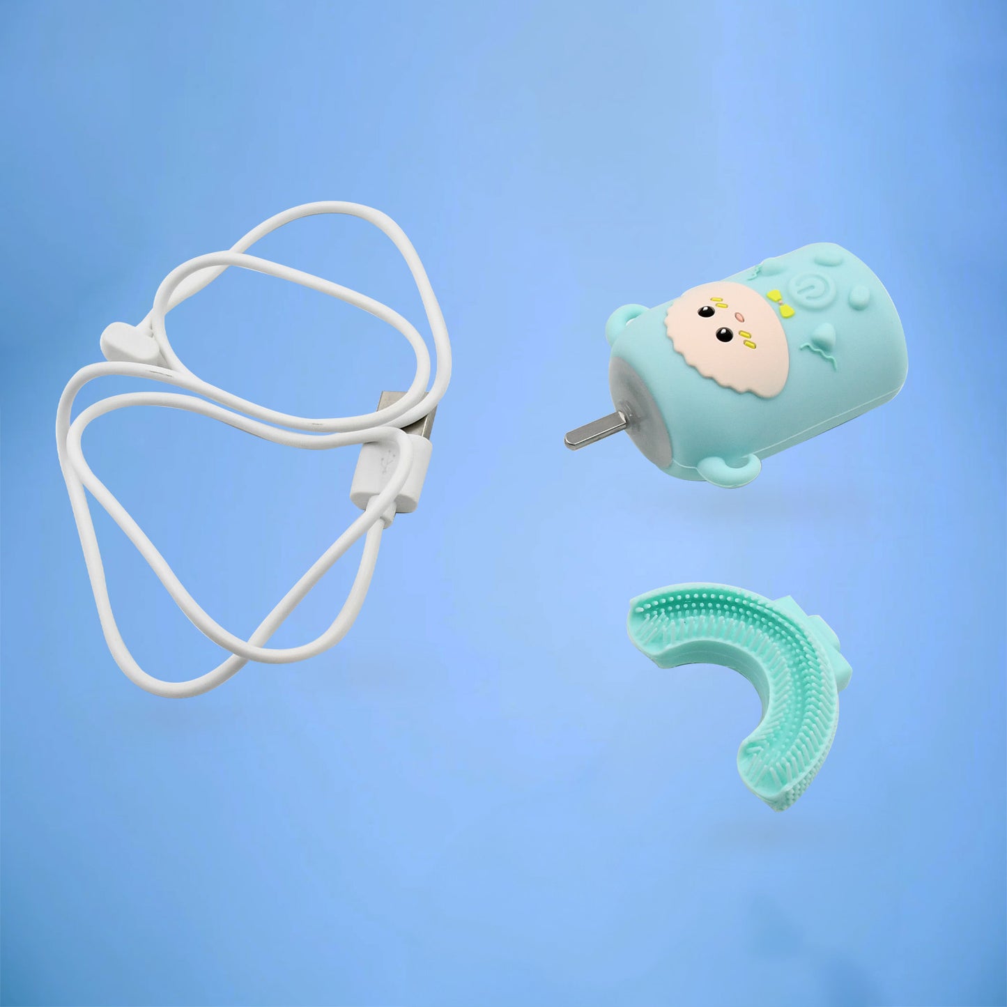 लाइट और म्यूजिक के साथ इलेक्ट्रिक टूथब्रश, बच्चों के लिए यू-आकार का 360° यूएसबी रिचार्जेबल प्लास्टिक स्वचालित टूथब्रश पोर्टेबल एडजस्टेबल क्लीनिंग व्हाइटनिंग टूथब्रश यूएसबी चार्जिंग फंक्शन के साथ प्लास्टिक + ABS बच्चों के लिए