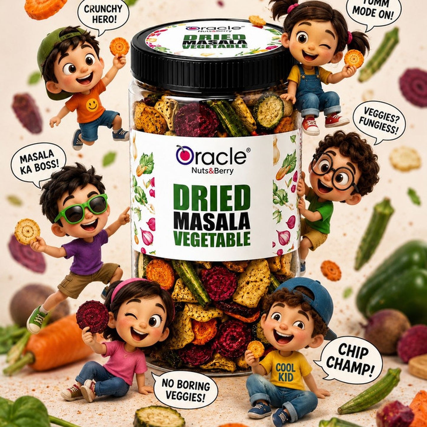 A plate of crunchy Oracle Masala Vegetables snack