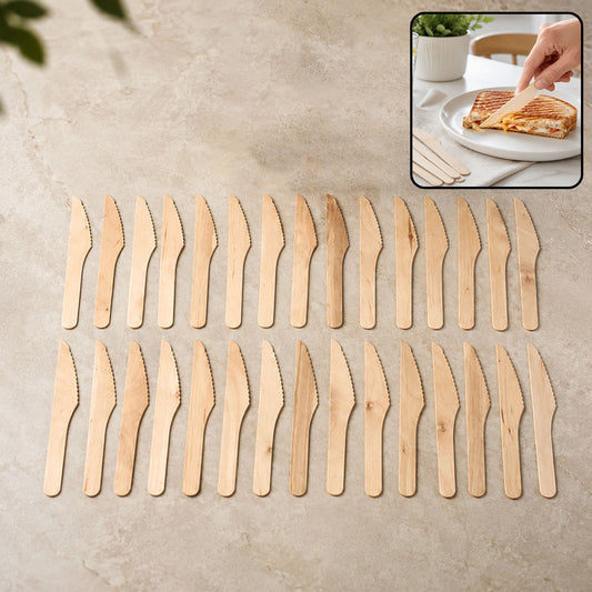 Wooden Knife – 165mm Smooth, Eco-Friendly Cutlery 30 Pcs Pack