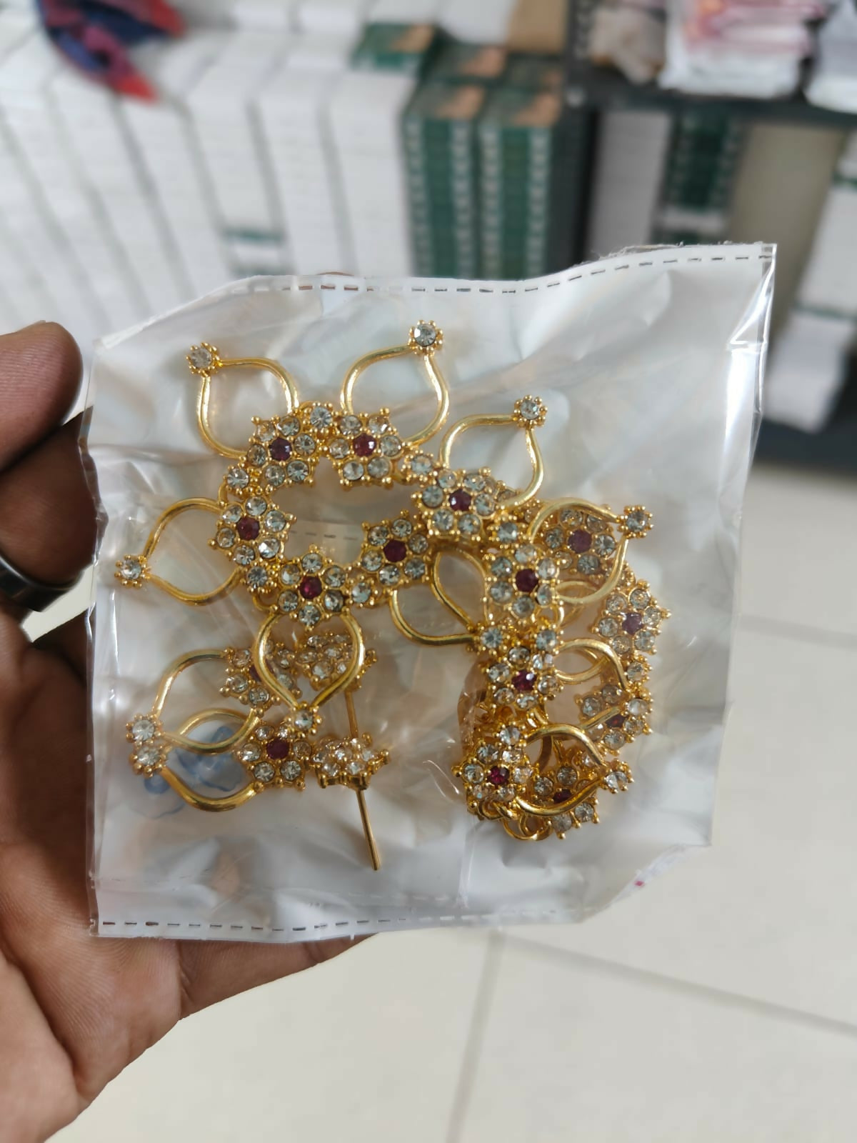 Elegant Gold-Plated Floral Necklace & Earrings Set with Pink Stone Accents