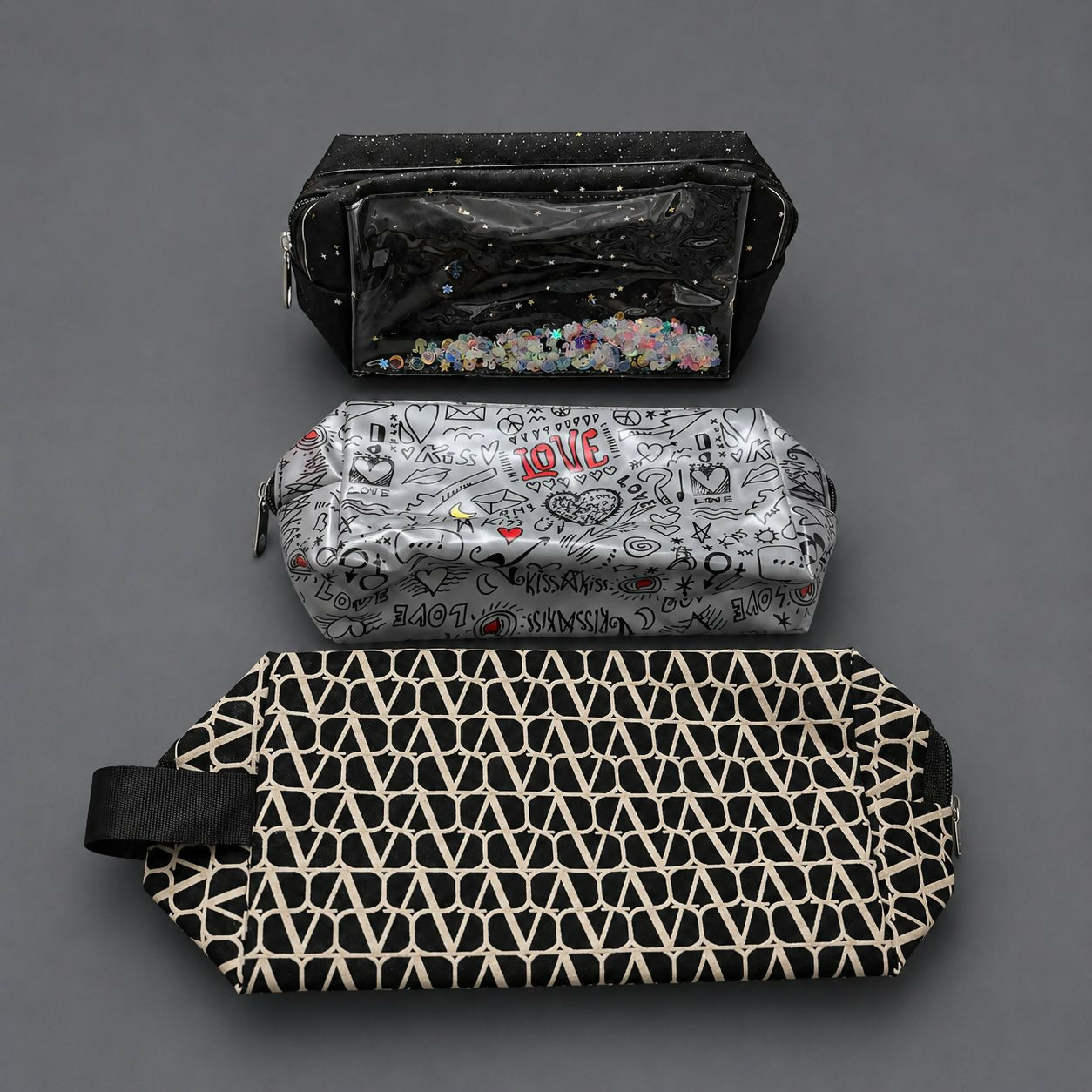 Durable fabric pouch with modern printed design