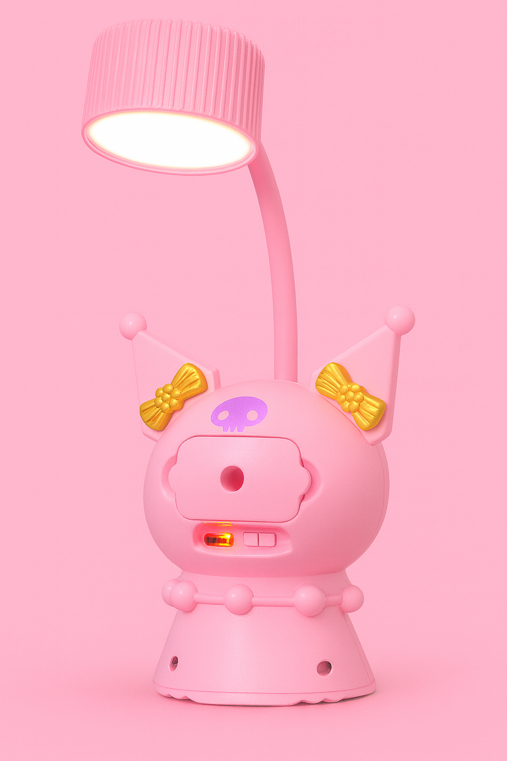 Cute Pink Character LED Table Lamp with Night Light & USB Charging