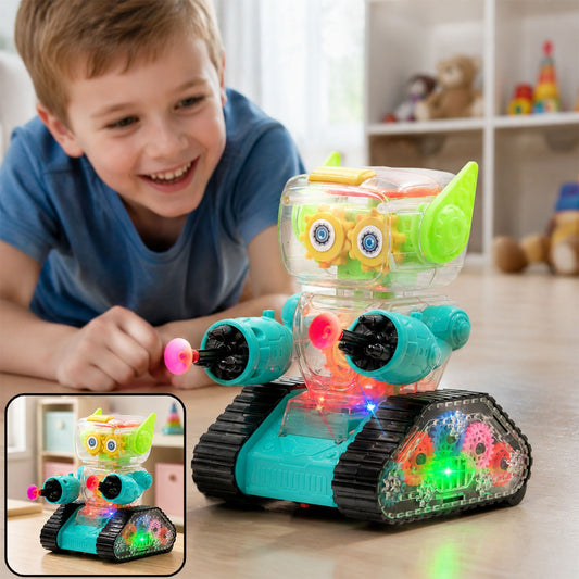 Transparent Gear Robot Car – Lights, Sound & Gears | Aditi