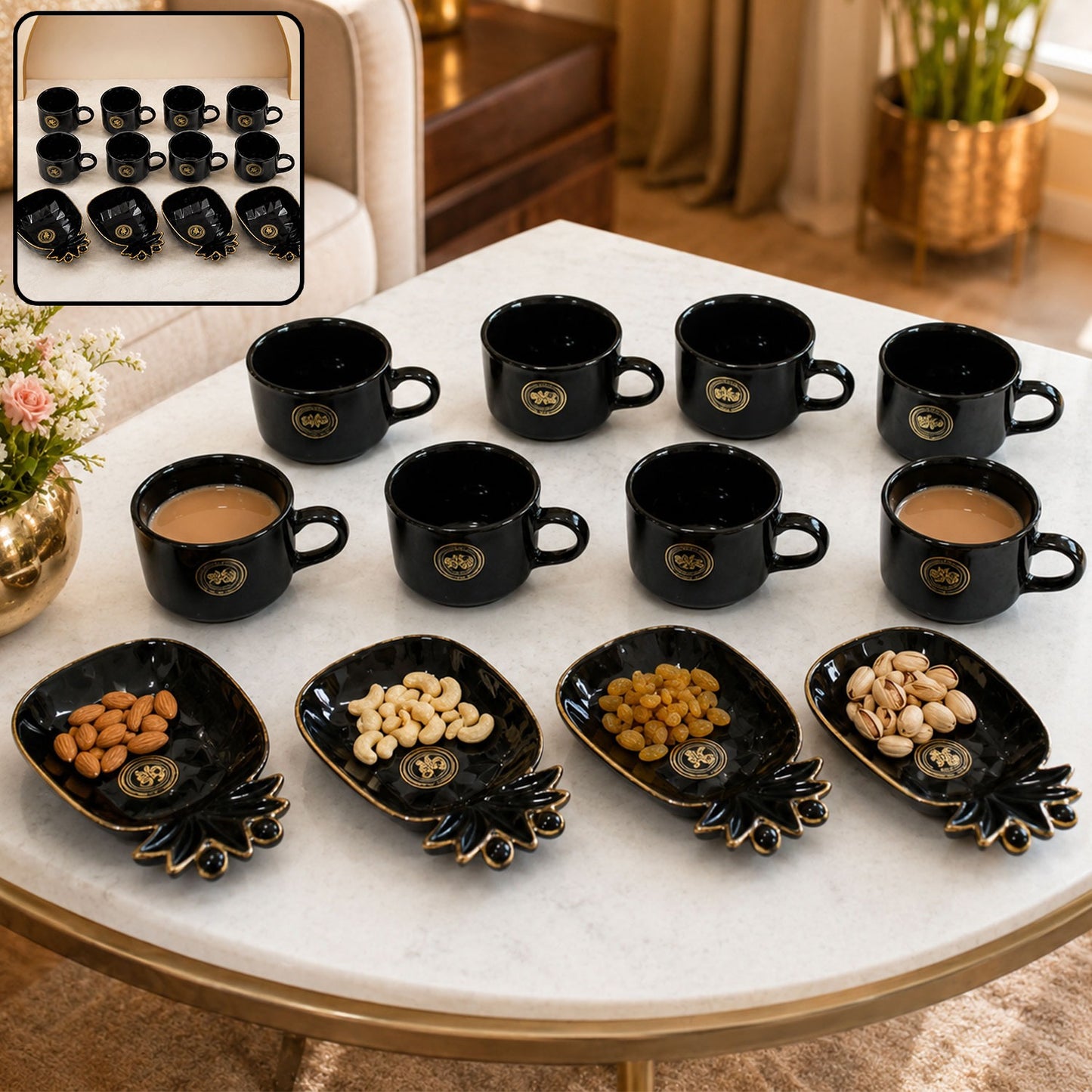 Ceramic Tea Set – Pineapple Design 12-Piece Drinkware | NG