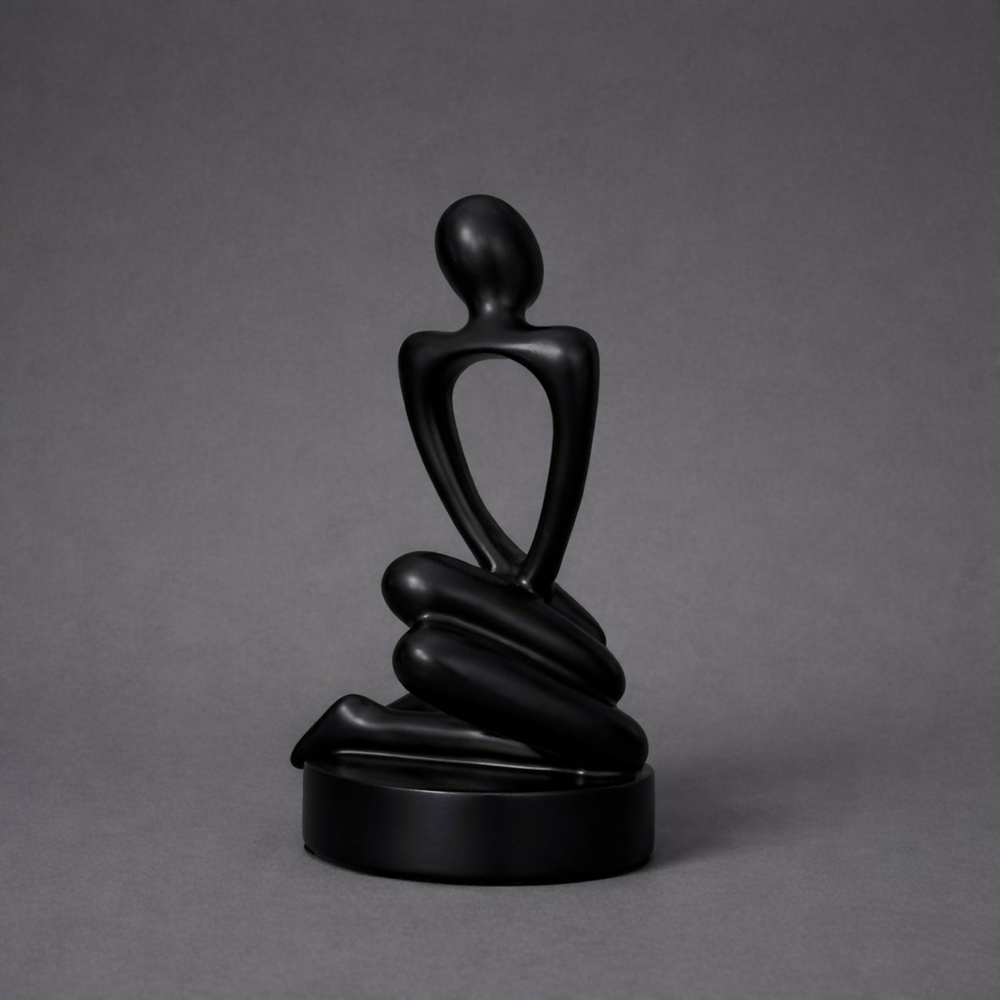 Abstract Sitting Man poly-resin Sculpture Modern Black Showpiece for Home Decor