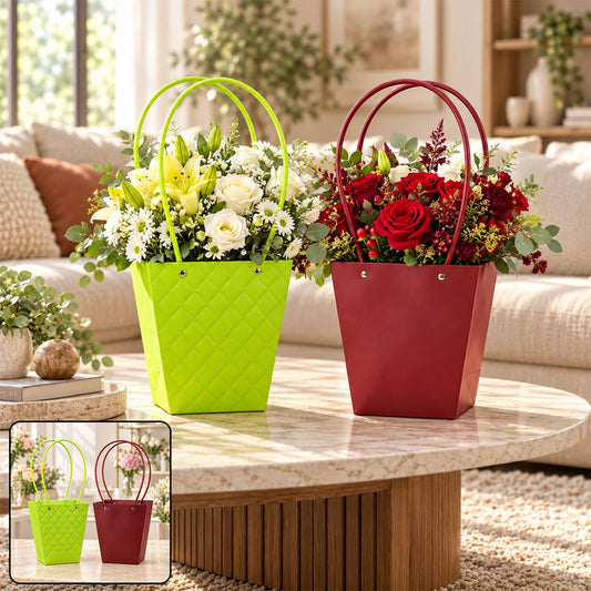 Foldable Flower Bouquet Bag with Handle, Water Resistant Florist Bag (1 Pc)