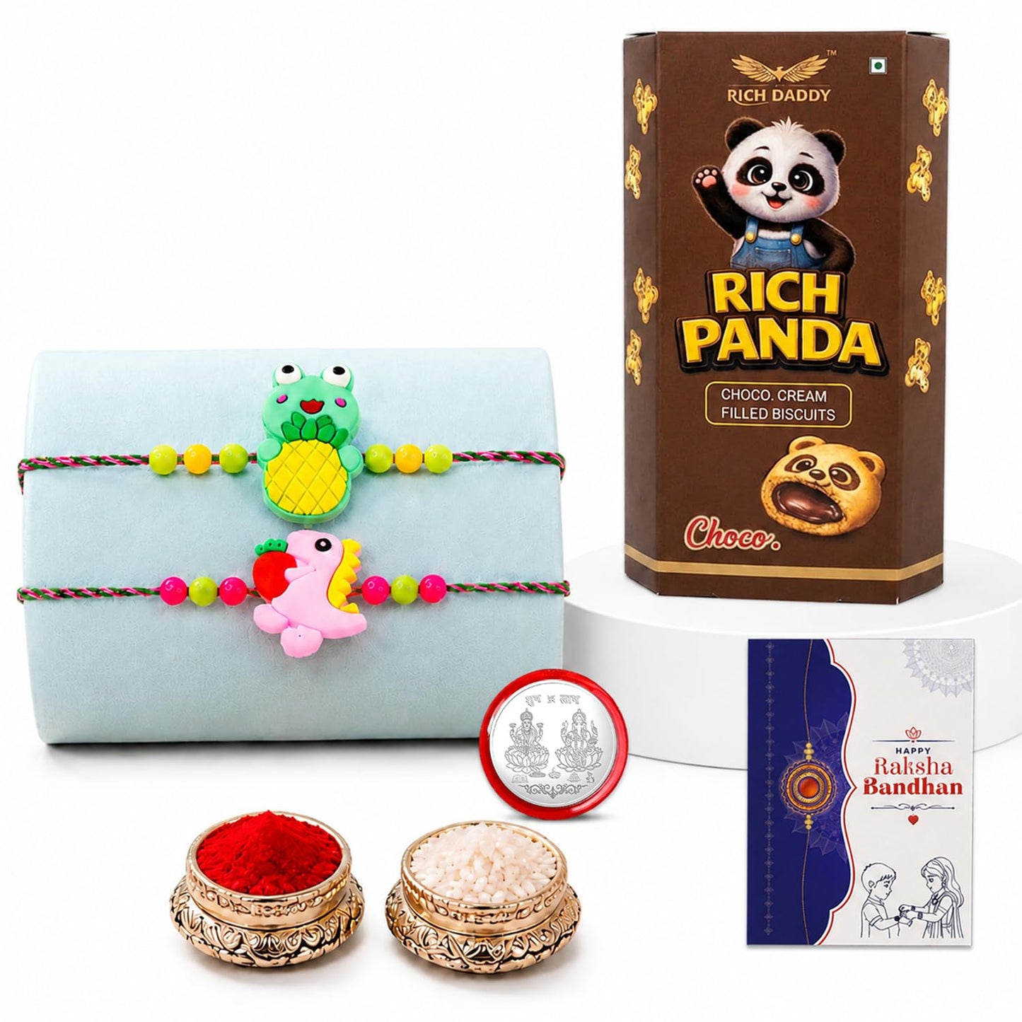 Kids Rakhi for Brother with Biscuit 60gm - Raksha Bandhan Gift Set, Pack of 6
