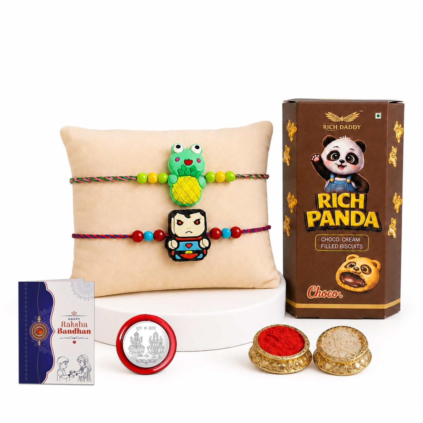 Rakhi for Brother with Biscuit 60gm - Rakshabandhan Gift Set, Pack of 6
