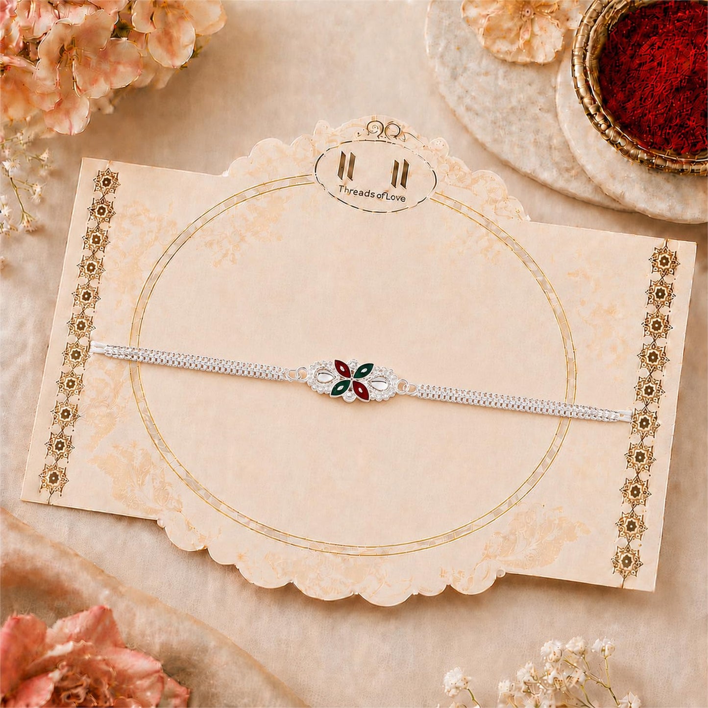 Rakhi for Brother with Ganesh Pooja Thali - Raksha Bandhan Gift Set, Pack of 5