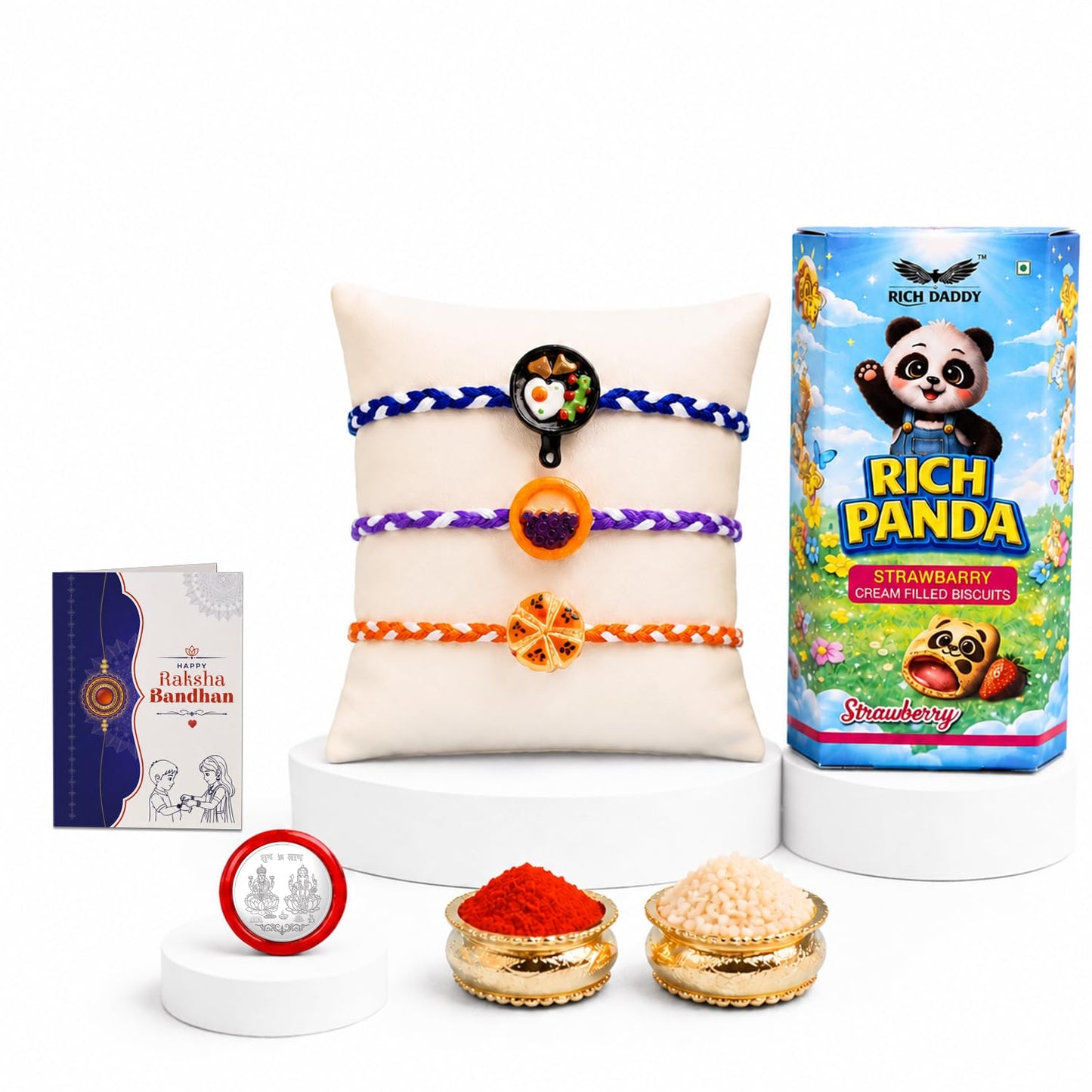 Rakhi for Brother with Biscuit 60gm - Raksha Bandhan Gift Set, Pack of 7
