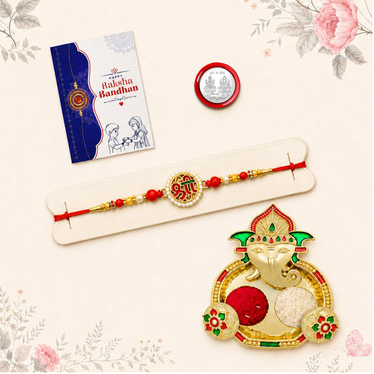 Complete Raksha Bandhan Rakhi Combo with Shree bracelet and Pooja Thali.