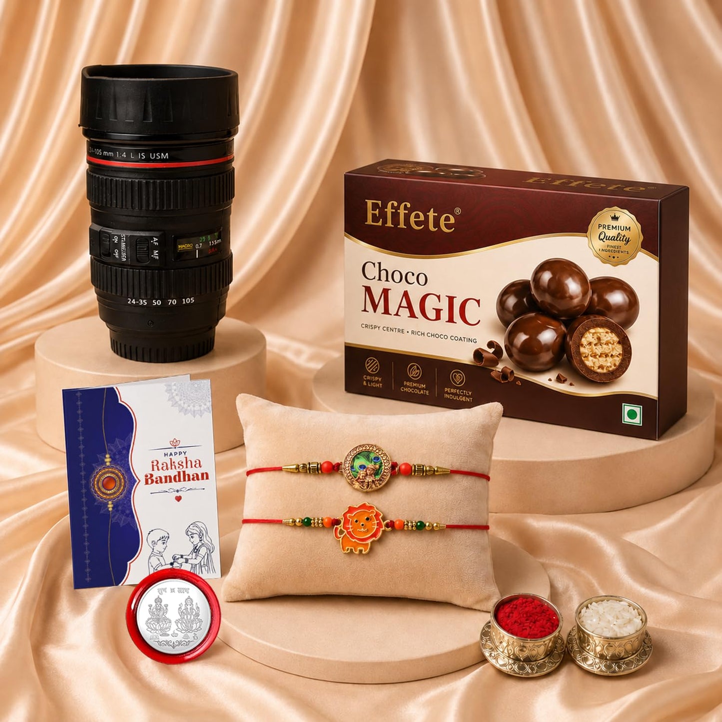 Rakhi for Brother with Chocolate & Coffee Mug - Rakshabandhan Gift Set, Pack of 7