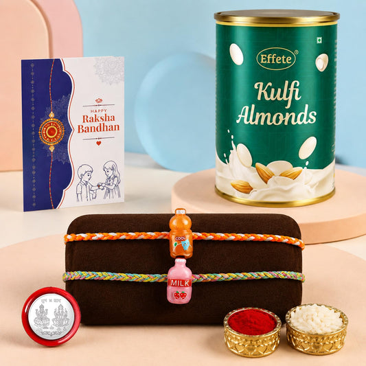 Multicolor Raksha Bandhan Gift Combo Set for Brother featuring a unique rakhi and festive essentials.