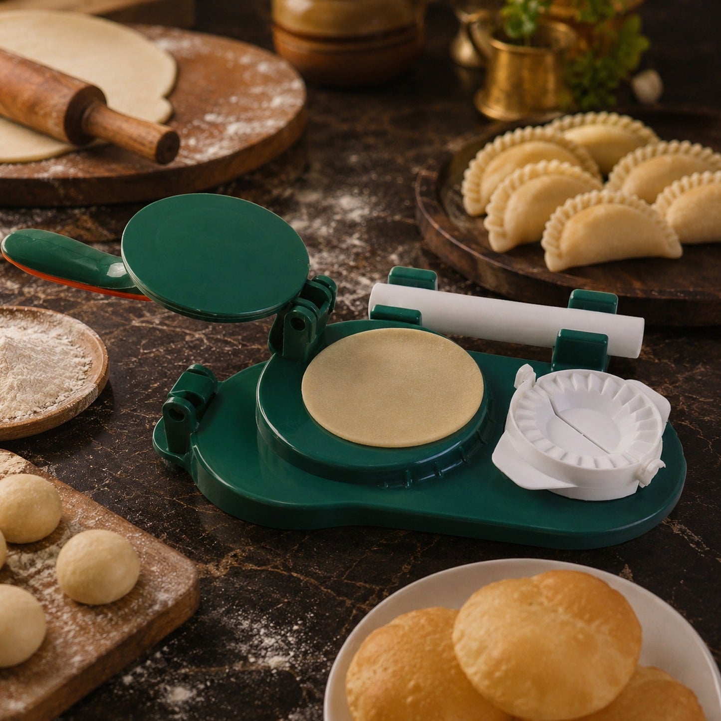 Mini puri press for puri and dumplings