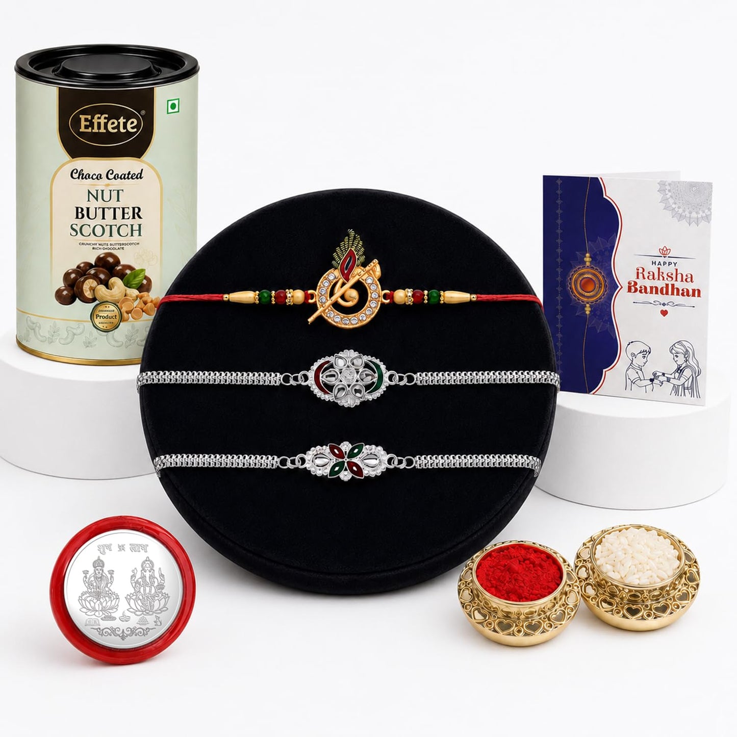 Feather Rakhi for Brother with Chocolate 96gm - Rakshabandhan Gift Set, Pack of 7