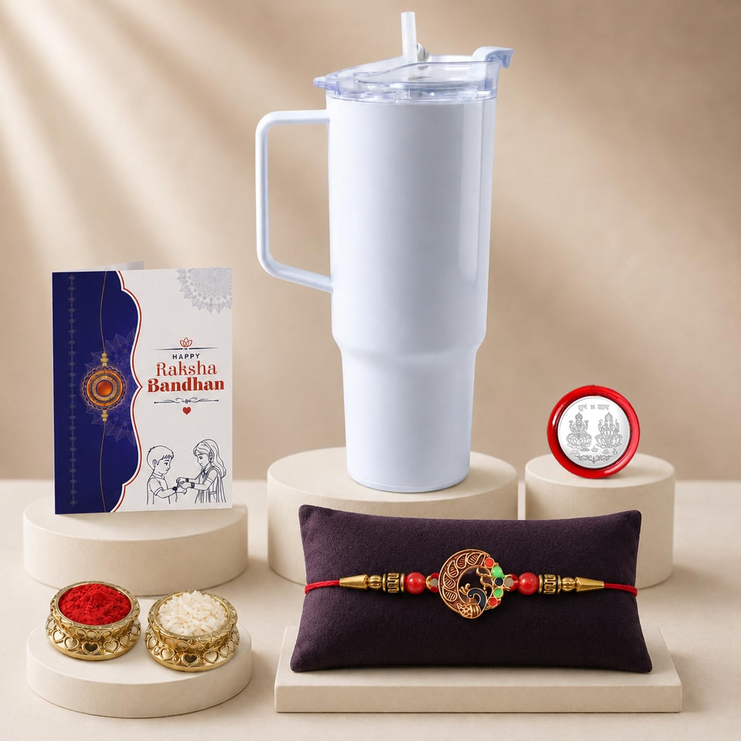 Peacock Multicolor Rakhi for Brother & Bhaiya with Travel | Pack of 5