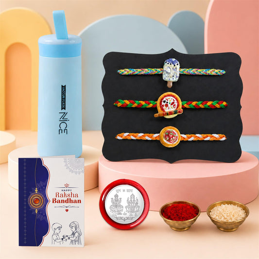 Designer Elegant Multicolor Food Rakhi Combo for Brother Bhaiya Bhai | Pack of 7