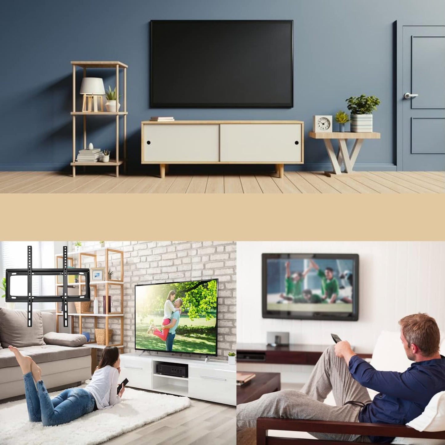 टीवी वॉल ब्रैकेट माउंट स्लिम मॉनिटर स्टैंड 26 x 63 के लिए, एलसीडी एलईडी 3 डी प्लाज्मा फ्लैट टीवी फुल मोशन हेवी-ड्यूटी वॉल ब्रैकेट, मजबूत और मजबूत फ्लैट स्क्रीन डिज़ाइन टीवी वॉल माउंट (46 सेमी x 20 सेमी)