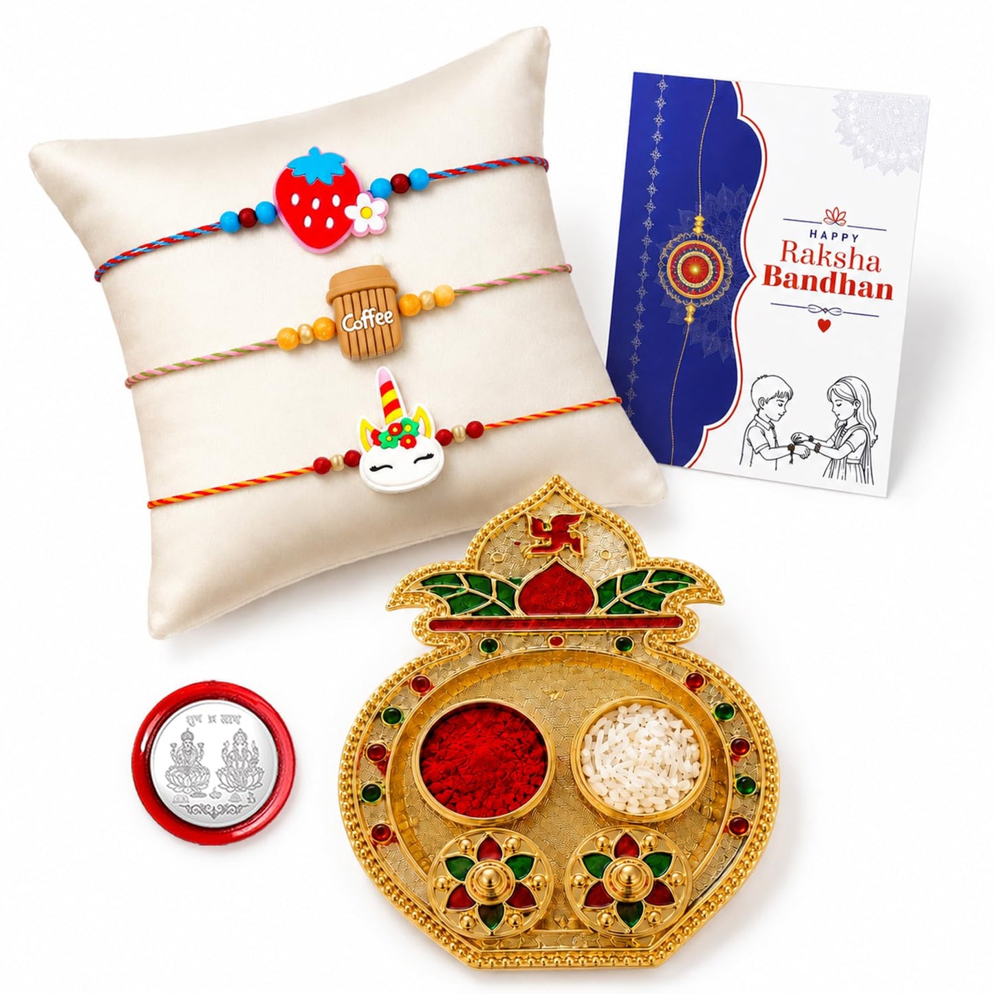 Kids, Food, Kids Multicolor Rakhi for Brother & Bhaiya with Kalash | Pack of 7