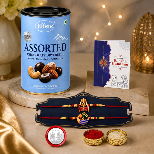 Damru Rakhi for Brother with Dryfruits 96gm - Raksha Bandhan Gift Set, Pack of 6