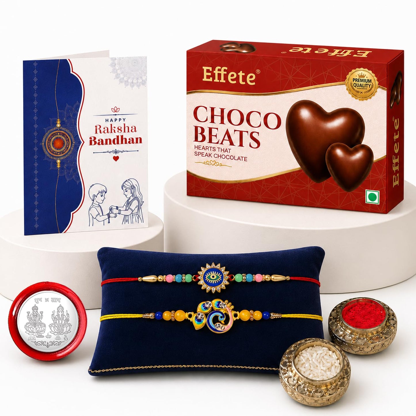 Evil Eye, Bird Rakhi Combo - Raksha Bandhan Gift with Choco Beats 32gm, Pack of 6