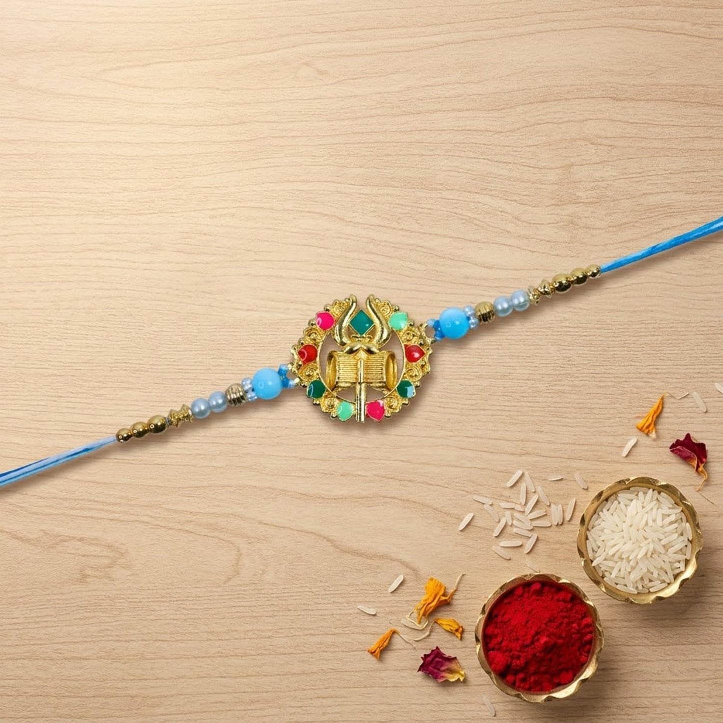 Rakhi for Brother & Bhaiya with Pooja Thali - Raksha Bandhan Gift Set, Pack of 7