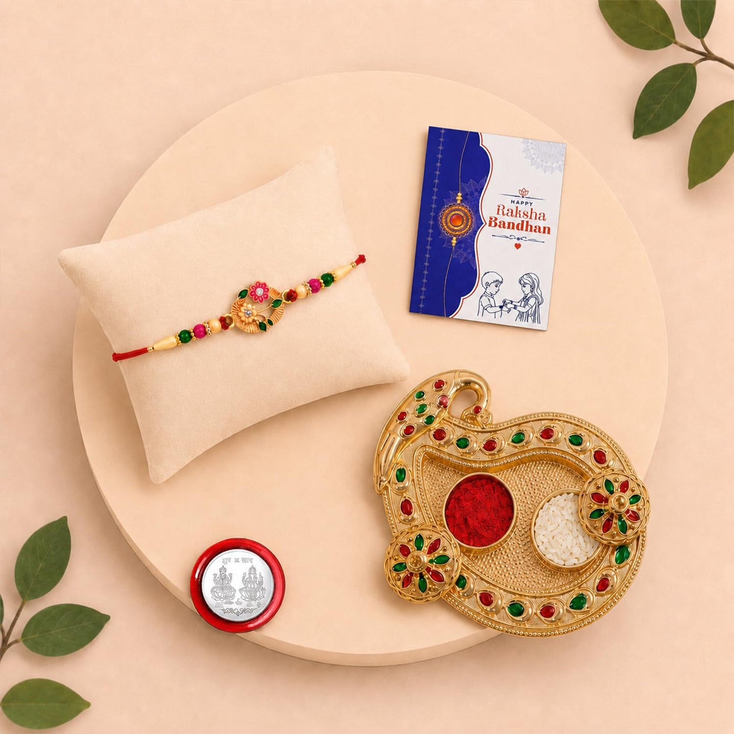 Flower Multicolor Rakhi for Brother & Bhaiya with Art Design Pooja | Pack of 5