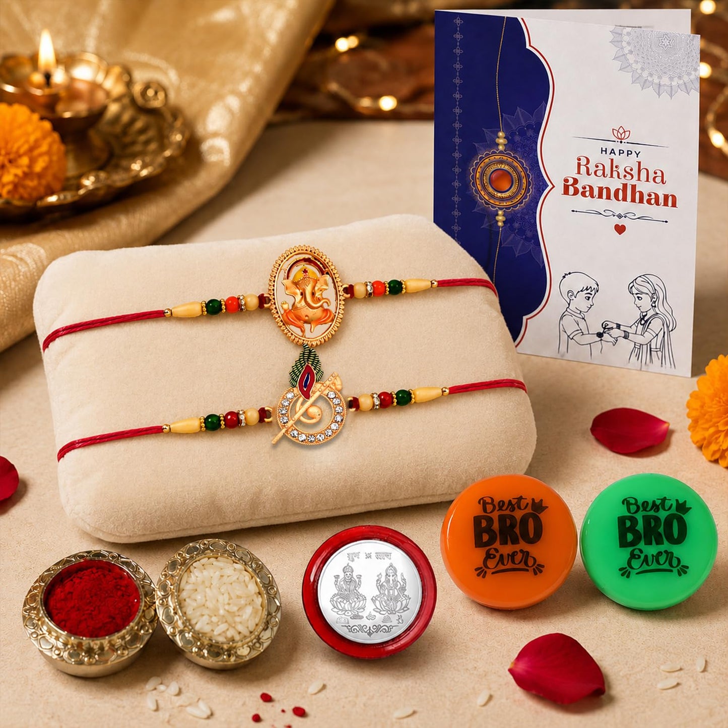 Rakhi with Fridge Magnet for Brother – Brother Special Festival Combo with Rakhi