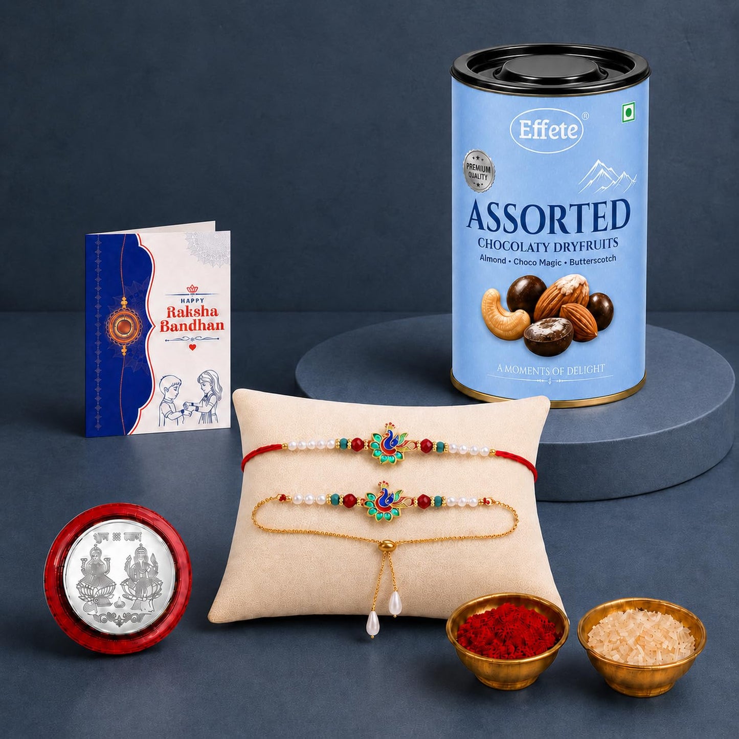 Rakhi for Brother with Chocolate Dryfruits 96gm - Raksha Bandhan Gift, Pack of 5