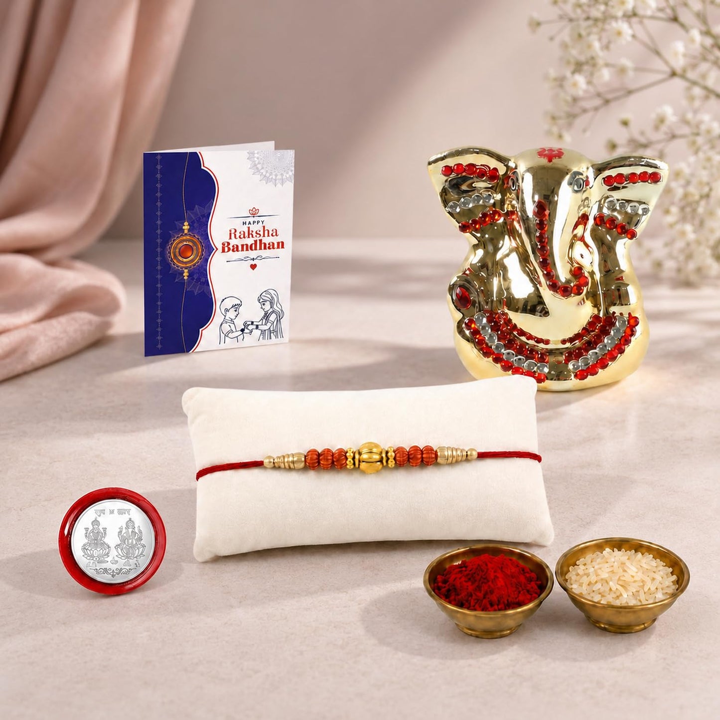 Multicolor Rakhi for Brother & Bhaiya with Ganesh Idol - Raksha | Pack of 5