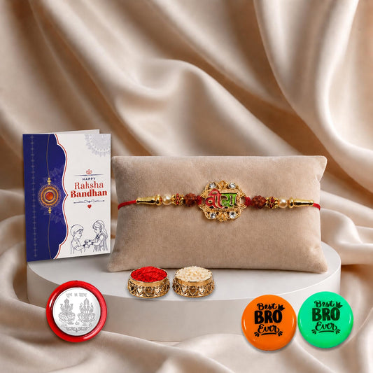 Multicolor Rakhi Gift Combo for Brother with decorative magnets and festive elements