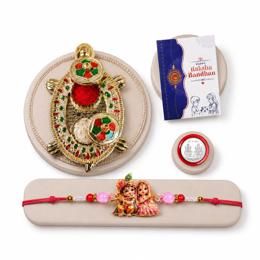 Krishna Radha Multicolor Rakhi for Brother & Bhaiya with Turtle shape | Pack of 5