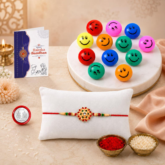 Flower Multicolor Rakhi for Brother & Bhaiya with Decorative Magnets | Pack of 5