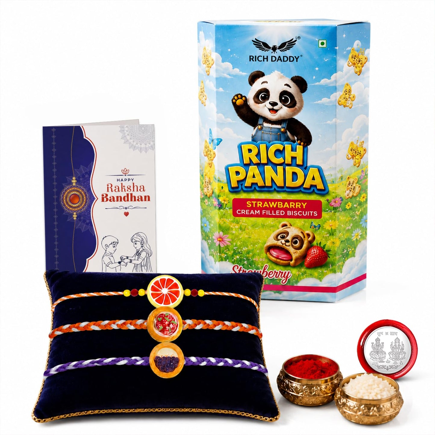 Rakhi for Brother & Bhaiya with Biscuit 60gm - Raksha Bandhan Gift Set, Pack of 7
