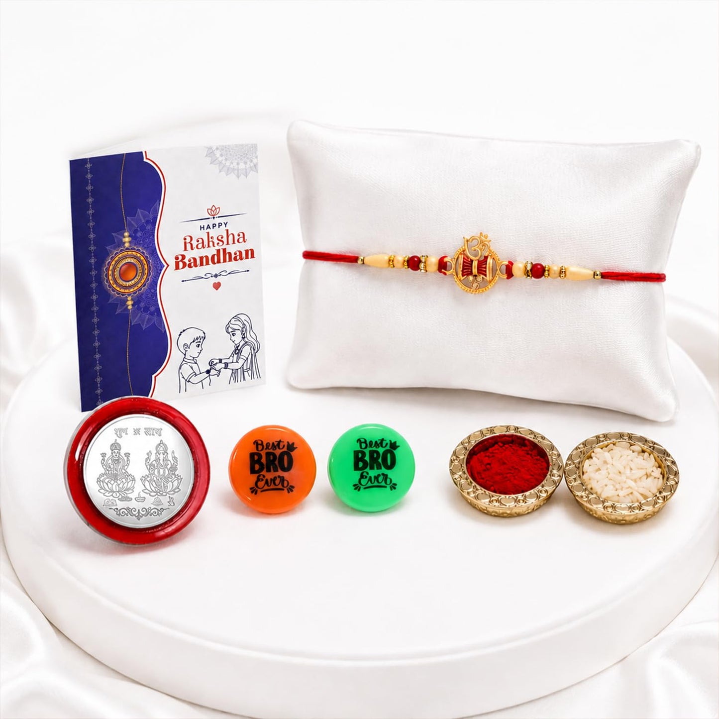 Rakhi Set for Brother (Set of 1) – Om with Damru Rakhi Combo with Roli Chawal
