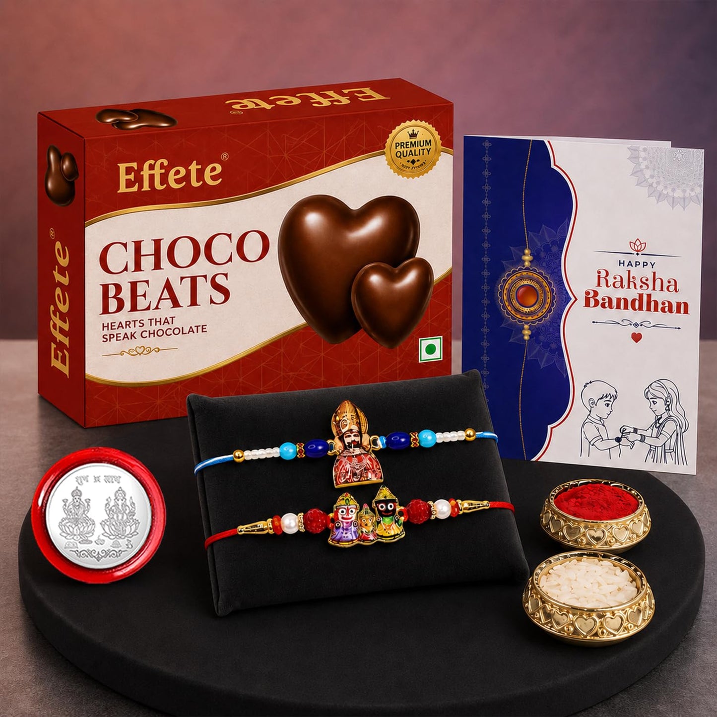 Khatu Shyam Rakhi Combo - Raksha Bandhan Gift with Choco Beats 32gm, Pack of 6 for Bhaiya