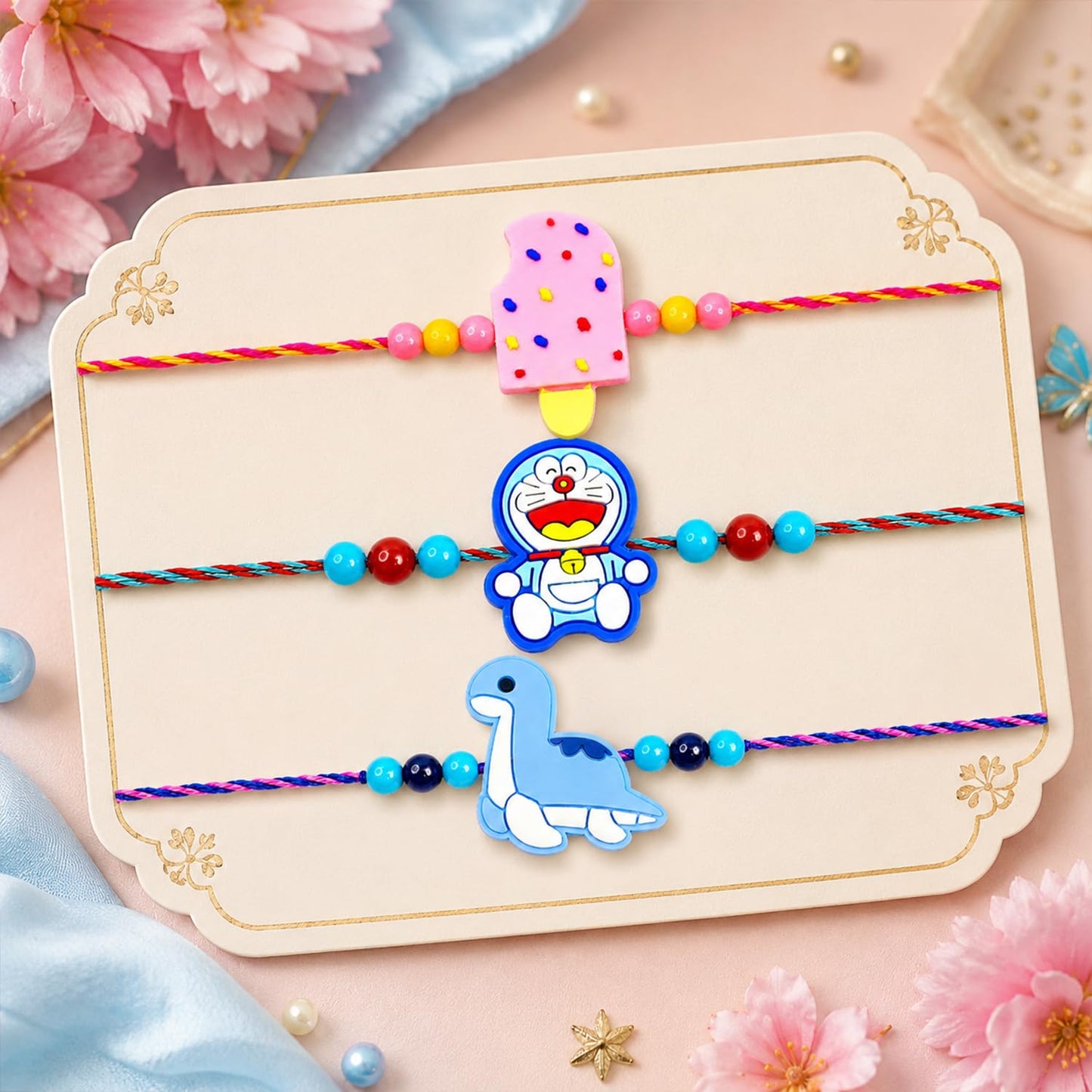 Kids Rakhi for Brother with Emperor Choco, Roli Tikka & Greeting Card, Pack of 7
