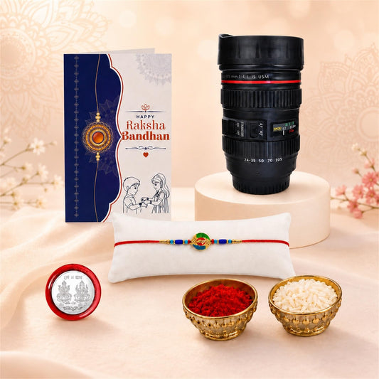 Round Multicolor Rakhi for Brother & Bhaiya with Camera Lens Shape | Pack of 5