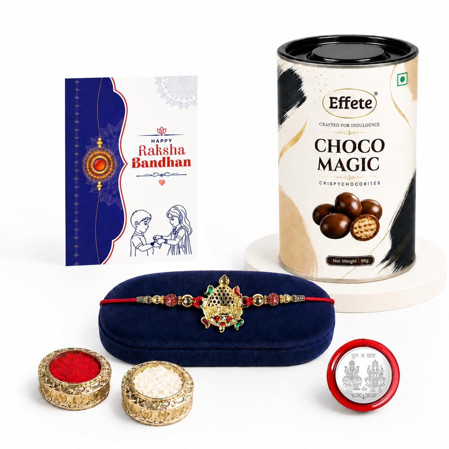 Turtle Rakhi for Brother with Choco Magic 96gm, Coin & Card, Pack of 5 | Trendy