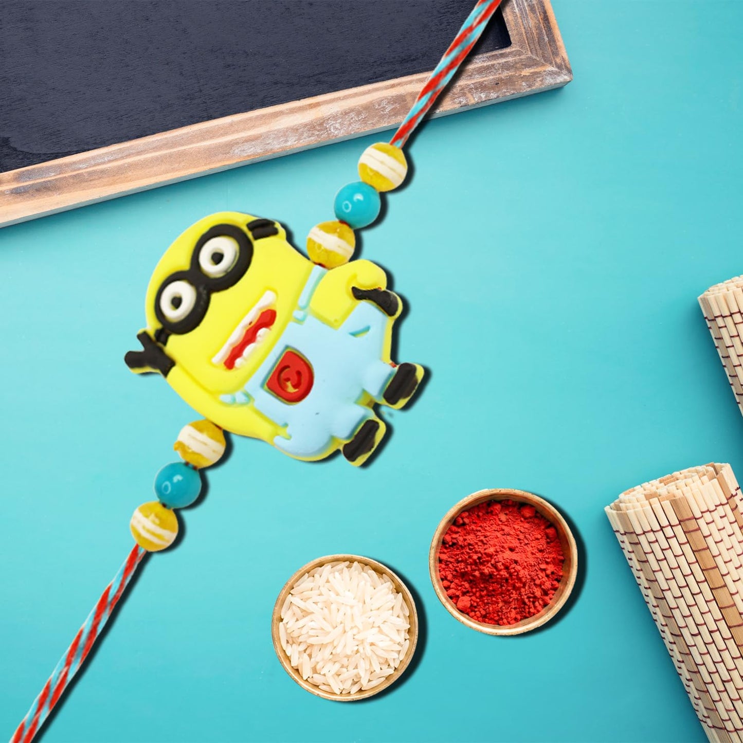 Elephant Rakhi for Brother with Choco Magic 96gm, Roli Tikka & Card, Pack of 6