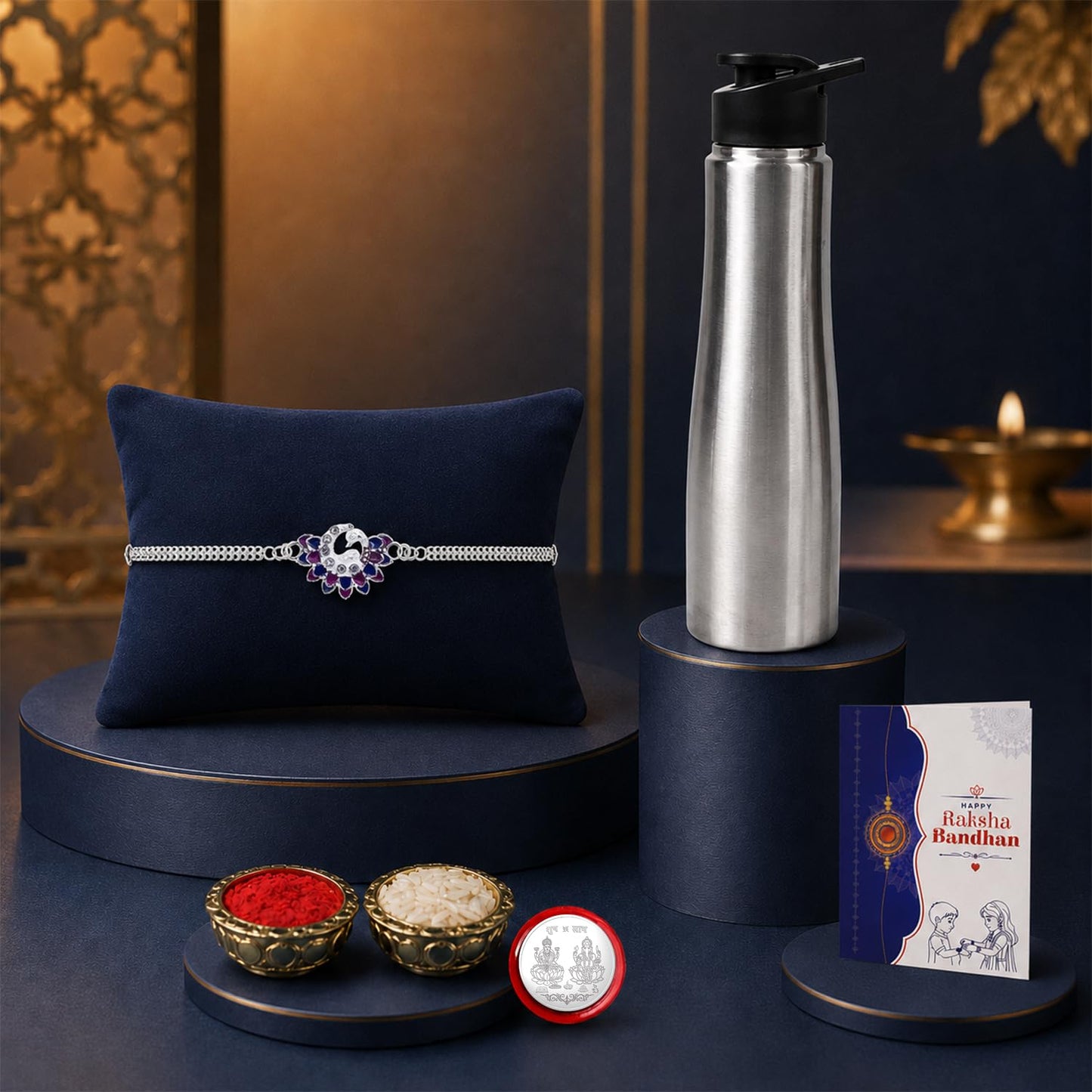Rakhi for Brother with Water Bottle - Raksha Bandhan Gift Set, Pack of 5