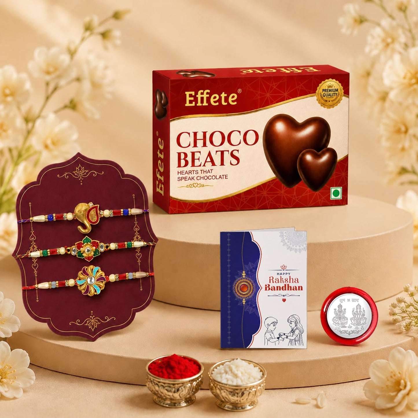 Rakhi for Brother with Chocolate Beats 32gm - Rakshabandhan Gift Set, Pack of 7