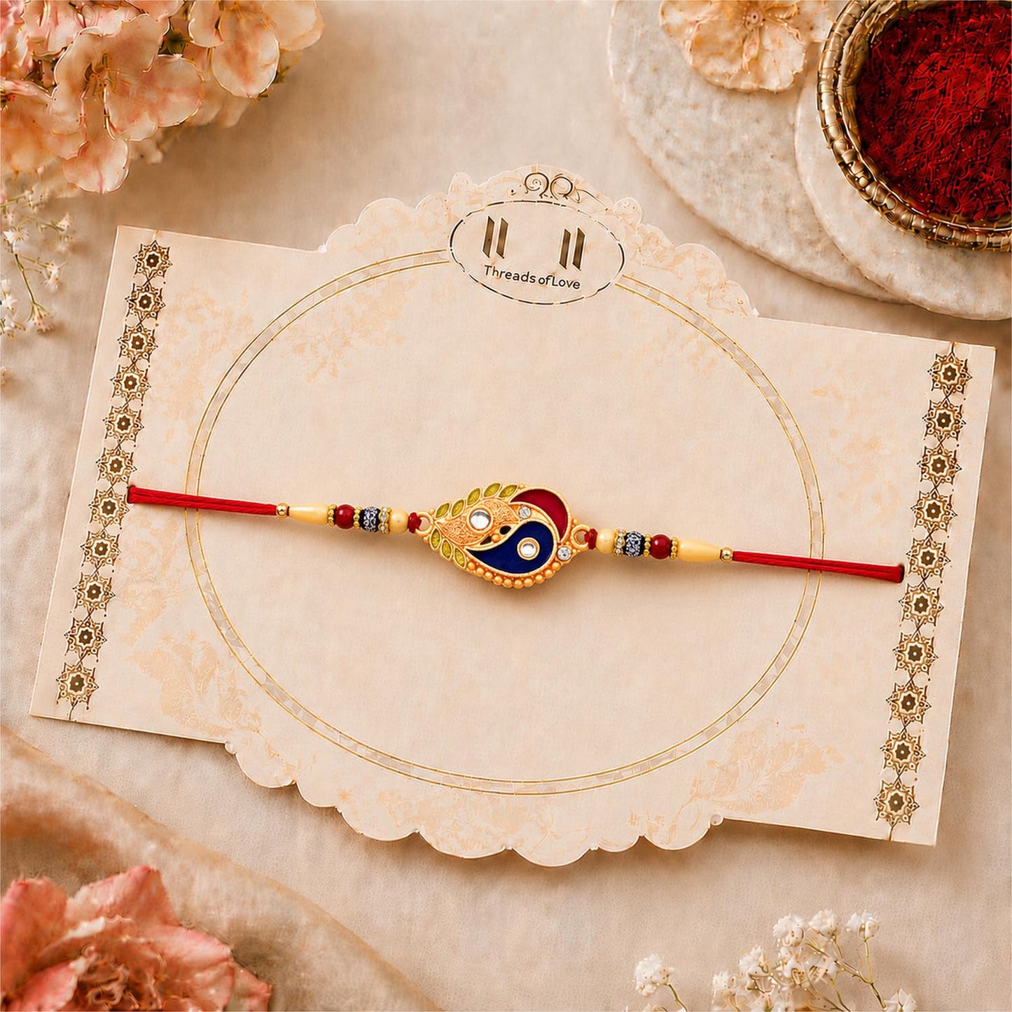 Leaf Rakhi for Brother with Chocolate 96gm - Raksha Bandhan Gift Set, Pack of 5